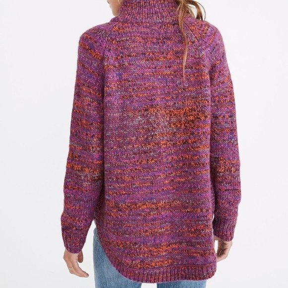 RARE Madewell Wool Alpaca Multicolored Zip-Turtle Neck Sweater Womens Size XS - Picture 2 of 12